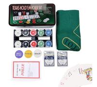 MAGIC SELECT Set da Poker Texas Hold Em | 200 Fiches, 2 Set di Carte, Bottone Dealer, Small-Big Blind, Tappetino, Scatola di Metallo, Manuale delle Regole in PDF