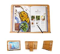 Supporti per Libri da Cucina in Bambù. Leggio da Riposo per Libri e Ricettari Regolabile Ideale per Libri, iPad, Tablet.