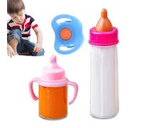 Magic - Set di alimentazione per bambole, scomparsa di latte e bottiglie di succo con ciuccio, fai il giocattolo per bambini giochi di ruolo con bambole