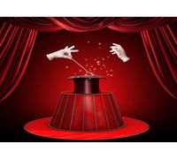 Magic Show Backdrop for Photography 2.1x1.5m Fabric Red Stage Backdrop Curtain Gloves Hat Theater Background Magician Kids Birthday Baby Shower Party Decor Banner Portrait Photo Studio(8x6FT(2.5x1.8m)