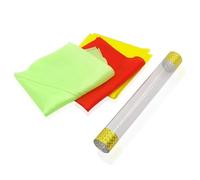 Magic Silk Tube Trick - Blow to Appear 3 sciarpe collegate, scenografia illusione scenica con panni colorati e bacchetta trasparente, set in PVC 28x28cm