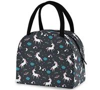 Magic Space Unicorn Rainbow Stars Borsa riutilizzabile per il pranzo con tasca frontale Chiusura a cerniera Borsa termica termica per uomo Donna Lavoro Picnic Viaggi Spiaggia Pesca