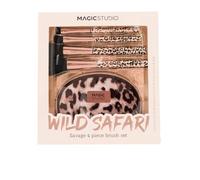 MAGIC STUDIO Wild Safari Savage 4 Piece Brush Set per make-up professionale, per un’applicazione precisa e uniforme