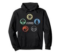 Magic: The Gathering Colored Mana Symbols Felpa con Cappuccio, Unisex per Adulti, Nero, S
