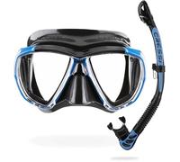 CRESSI Big Eyes+Alpha Ultra Dry Combo Black/Azure - Combo Set Maschera+Snorkel Ultra Dry per Immersioni e Snorkeling, Nero/Azzurro, Taglia Unica, Adulti