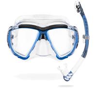 Magic: The Gathering CRESSI Big Eyes+Alpha Ultra Dry Combo Clear/Azure - Combo Set Mascher Snorkel Ultra Dry per Immersioni e Snorkeling, Trasparente/Azzurro, Taglia Unica, Adulti