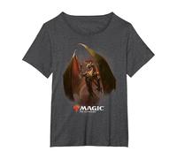 Magic: The Gathering Nicol Bolas The Elder Dragon Maglietta, Donna Plus-Size, Grigio Scuro, 2X