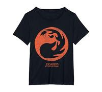 Magic: The Gathering Red Mana Maglietta, Donna Plus-Size, Nero, 2X