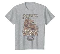 Magic: The Gathering Urza's Saga Logo Maglietta, Bambini, Grigio Melange, 8 Anni