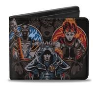 Magic the Gathering Wallet, Bifold, Magic Three Planeswalker Poses and Logo Blac