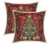 Magic The Nutcracker - Set di 2 federe per cuscino a forma di albero di Natale, 30 x 30 cm