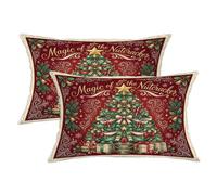 Magic The Nutcracker - Set di 2 federe per cuscino a forma di albero di Natale, 30 x 50 cm