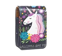 Magic Unicorn are Real Flower Moon Lip Gloss Holder Lipstick Case Portable Makeup Bag Travel Lipstick Organizer Case con Specchio Mini Rossetto Storage Box per le donne, Multicolore, 9.5x2x7