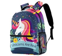 Magic Unicorn Are Real Flower Moon Zaino per laptop e doppio portabottiglie per borse da scuola per adolescenti