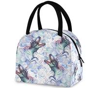 Magic Unicorn Dinosaurs Borsa riutilizzabile per il pranzo con tasca frontale Chiusura a cerniera Borsa termica termica isolata per uomo Donna Lavoro Picnic Viaggi Spiaggia Pesca