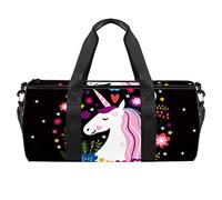 Magic Unicorns are Real Floral Sport Gym Bag Fitness Allenamento Borsone Borsa da viaggio Tote Borsa Attrezzatura Borsa per donne Uomini, Multicolore, 17.7x9x9 inches