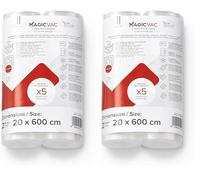Magic vac, 2 Rotoli Sottovuoto per Alimenti 20x600 cm Rigati e Brevettati, Multistrato e Resistenti, in Materiale Privo di BPA Adatto al Contatto con gli Alimenti, Made in Italy (Confezione da 2)