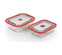 Magic Vac Contenitori sottovuoto (1,95Lt) FREE Inox e Rosso ACO1138