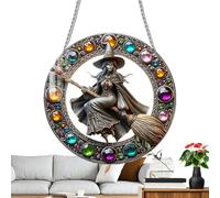 Magic Witch Window Pendente, Round Acrylic Hanging Ornament, Multi-Functional Mystical Wall Art Decor for Window, Terraces, Gardens, Portici e porte