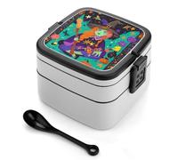 Magic Witch Witchcraft Bohemian Bento Box, contenitori per la preparazione dei pasti a 2 scomparti, portapranzo impilabile con coperchi, contenitori riutilizzabili per alimenti divisi per viaggi e l