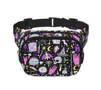 Magic Witch Witchcraft Bohemian Drawing Print - Marsupio unisex quadrato a doppio strato, accessorio da viaggio per allenamento, nero, taglia unica, Nero, One Size