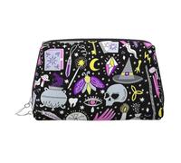 Magic Witch Witchcraft Bohemian Drawing stampato grande organizer per trucchi versatile custodia da toilette con chiusura a cerniera sicura per donne, Argento, One Size