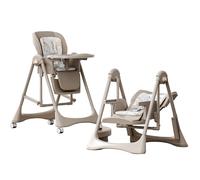 Magic ZC Modalità pranzo 2-in-1 e Swing Mode Seggiolone per Bambini Sedia da Pranzo per Pappa Reclinabili Convertibile Pieghevole Multifunzionale con 5 Altezze Regolabili e 3 Posizioni (8121 Khaki)