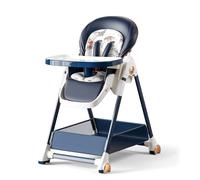 Magic ZC Seggiolone per Bambini Sedia da Pranzo per Pappa con 6 Altezze Regolabili e 3 Posizioni Reclinabili Convertibile Pieghevole Multifunzionale con Doppi Vassoi Staccabili e Ruote (808 Blue)