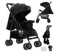 Magic ZC Ultraleggero Passeggino di Soli 4,6 kg, Passeggino da Viaggio con Posizione Sdraiata Regolabile, Carrozzina per Neonati Pieghevole Portatile, Passeggino Compatto Fino a 15 kg (A8 Black)