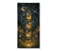 Magica copertura per porta con lucciola, decorazione per giardino notturno incantato, per interni ed esterni, decorazione per festival estivi 91 x 182 cm