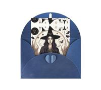 Magica Stregoneria Boemia Disegno Stampa Biglietti con buste, Fibbia Amore Verticale Bianco Perla Carta Imballaggio Vacanza Auguri