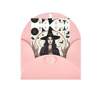 Magica Stregoneria Boemia Disegno Stampa Biglietti con buste, Fibbia Amore Verticale Bianco Perla Carta Imballaggio Vacanza Auguri