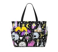 Magica Stregoneria Stregoneria Boemia Disegno Stampa Spiaggia Viaggio Borsa Smart Pocket Tote Estate Vacanze Escursionismo Campeggio