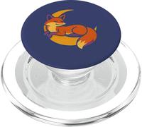 Magica volpe rossa che riposa delicatamente sulla luna crescente d'argento PopSockets PopGrip per MagSafe