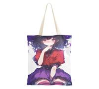 Magical Anime Girl Purple Medium Canvas Tote riutilizzabile Canvas Shopping Bags Grocery & Farmers Market 40,6 x 38,1 cm scuola essenziale