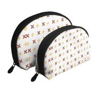 Magical Art Lines Giallo 2 Pz Cosmetici Borse Viaggio Trucco Pochette Portatile Pochette Toilette Borsa di Immagazzinaggio per le Donne, Fiori colorati con foglie, Taglia unica
