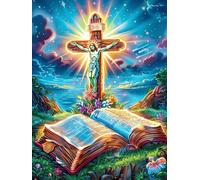 Magical Book with A Cross And Candles Rompicapo 300 Pezzi Per Creatività Bambini Scenery Science Fiction Cartone Spesso Tema Fantasy Per Passatempo Creativo Attività Educativa Con Poster Incluso 300