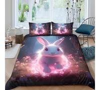 Magical bunnycopripiumino morbida microfibra Set di 3 Pezzi stampa 3D con cerniera Fantasy glowing creature Set Di Copripiumino con federa soffice morbida for adolescenti King（220x240cm）
