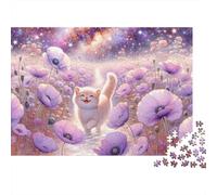 Magical Cat in Flower Field Puzzle Impossibili 1000 Pezzi Decorazione Per La Casa. Giochi Rilassamento E Intelligence Per Adulti E Ragazzi Da 14 Anni 52x38cm/1000pcs