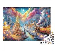 Magical Christmas Village with Train Puzzle Da 1000 Pezzi Whimsical Train Giochi Di Puzzle Per La Famiglia Per Adulti, Bambini E Anziani 70x50cm/1000pcs