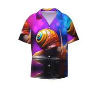 Magical Colored Snails - Camicia da uomo a maniche corte con stampa di lumache, casual, con bottoni, disponibile nelle taglie S-4XL, nero, XL