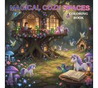 Magical Cozy Spaces Coloring Book: 50 Whimsical Illustrations for Adults & Kids - Relaxing Stress Relief with Cute Dragons, Unicorns, Fairies & Enchanted Forest Scenes