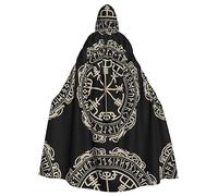 Magical Design - Mantello con cappuccio per adulti con rune norrene, ideale per cosplay, Natale, costumi da palcoscenico, mascherata, Halloween, Pasqua e carnevale