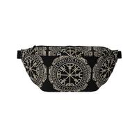 Magical Design - Marsupio a tracolla con bussola, versatile, per uomini e donne, con tasche con cerniera, ideale per viaggi, corsa, colore nero, taglia unica