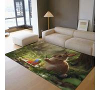 Magical Forest Easter Companion Bunny Carpet e tappeto lavabile a stampa d'uova da colorare 50 x 80 cm - Illustrazione fiaba tappeti a pelo basso