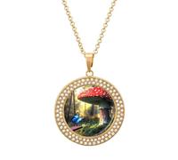 Magical Forests, collana a forma di fungo da donna, regolabile, con ciondolo per mamma, moglie, fidanzata, idea regalo, Misura unica, Metallo