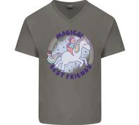 Magical Friends Una Ragazza Che Cavalca Un Unicorno T-Shirt In Cotone A V