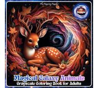 Magical Galaxy Animals Grayscale Coloring Book For Adults: 52 Whimsical Floral Animal Designs in Enchanted Cosmic Worlds for Relaxation, Stress ... Mindfulness with Intricate Grayscale Shading
