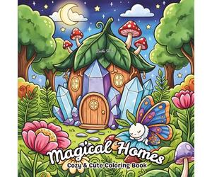 Magical Homes Coloring Book: Cute Magical Tiny Houses, Fairies, Dragons, and Cozy Fantasy Scenes