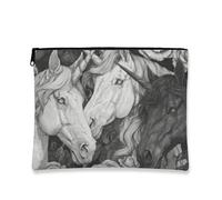 Magical Horse Makeup Bag, Fantasy Horse Design Cosmetic Travel Pouch per donne, portatile, piccola tela con cerniera, regalo per festival e vacanze, nero, 7x9 Inch, Cavallo Magico